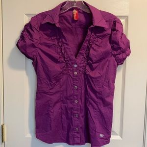 🟢 Apple Bottoms Ruched-sleeve Button up Blouse (size XL)